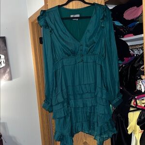 Anthropologie Green Ruffle Dress